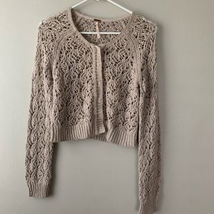 NWOT Free People Crop Button Sweater